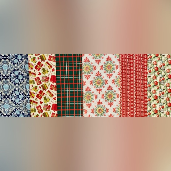 FABRIC BUNDLE - CHRISTMAS / HOLIDAY / WINTER - Six (6) Pieces for One Price! - Picture 1 of 8